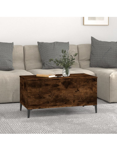 Tavolino da Salotto Rovere Fumo 90x44,5x45 cm Legno Multistrato