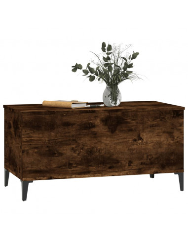 Tavolino da Salotto Rovere Fumo 90x44,5x45 cm Legno Multistrato