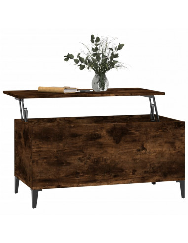 Tavolino da Salotto Rovere Fumo 90x44,5x45 cm Legno Multistrato