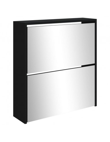 Scarpiera con Specchio a 2 Livelli Nera 63x17x67 cm