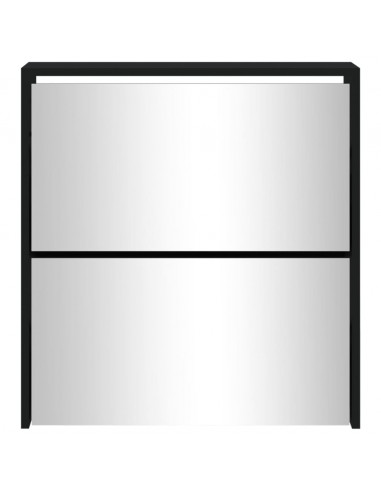 Scarpiera con Specchio a 2 Livelli Nera 63x17x67 cm