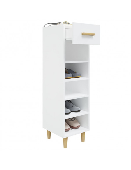 Scarpiera Bianco Lucido 30x35x105 cm in Legno Multistrato