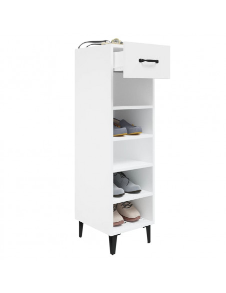 Scarpiera Bianco Lucido 30x35x105 cm in Legno Multistrato