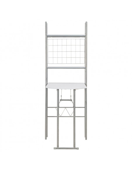 Set Tavolo Sedie Pieghevoli con Scaffale 3pz MDF Acciaio Bianco