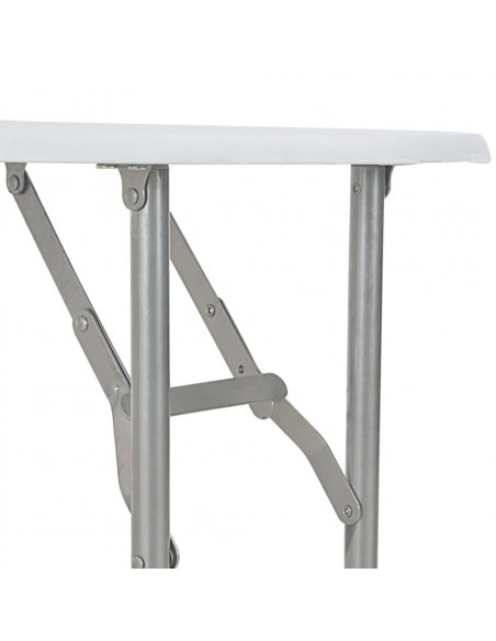 Set Tavolo Sedie Pieghevoli con Scaffale 3pz MDF Acciaio Bianco