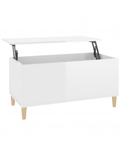 Tavolino Salotto Bianco Lucido 90x44,5x45 cm Legno Multistrato 2