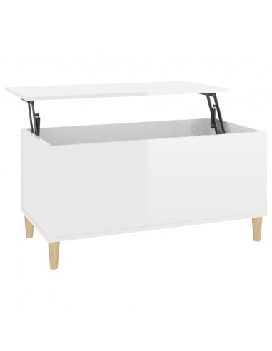 Tavolino Salotto Bianco Lucido 90x44,5x45 cm Legno Multistrato