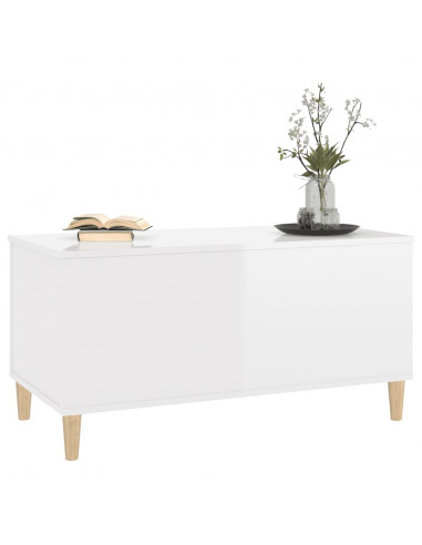 Tavolino Salotto Bianco Lucido 90x44,5x45 cm Legno Multistrato