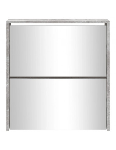 Scarpiera con Specchio a 2 Livelli Grigio cemento 63x17x67 cm
