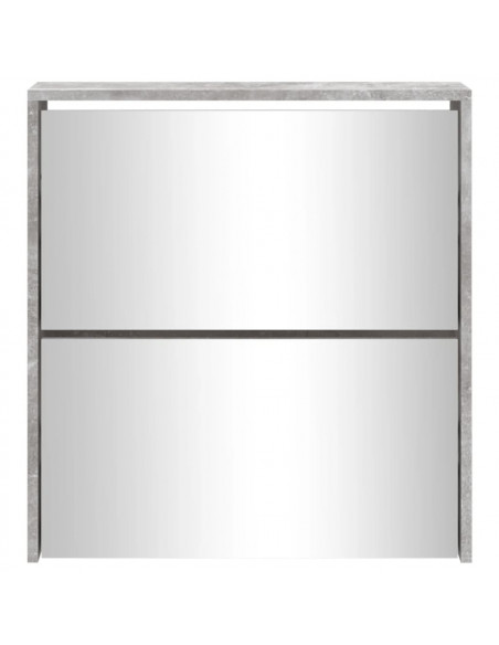 Scarpiera con Specchio a 2 Livelli Grigio cemento 63x17x67 cm