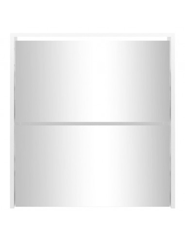 Scarpiera con Specchio a 2 Livelli Bianco lucido 63x17x67 cm