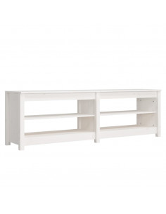 Scarpiera Bianca 160x36,5x50 cm in Legno Massello di Pino 2