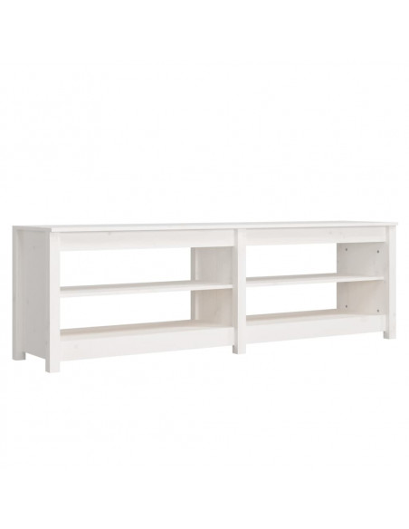 Scarpiera Bianca 160x36,5x50 cm in Legno Massello di Pino