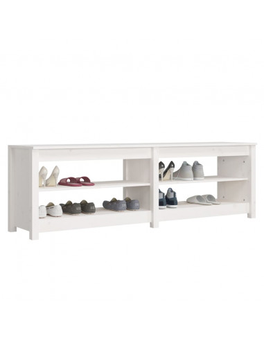 Scarpiera Bianca 160x36,5x50 cm in Legno Massello di Pino