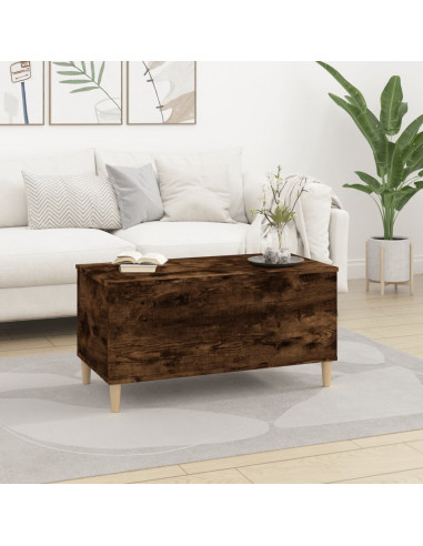 Tavolino da Salotto Rovere Fumo 90x44,5x45 cm Legno Multistrato