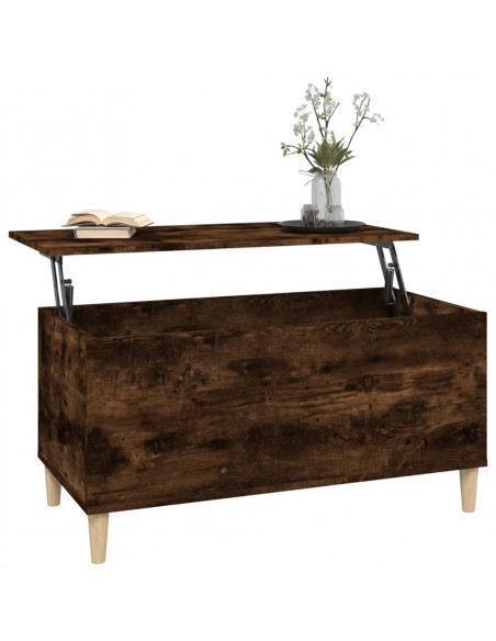 Tavolino da Salotto Rovere Fumo 90x44,5x45 cm Legno Multistrato