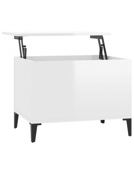 Tavolino Salotto Bianco Lucido 60x44,5x45 cm Legno Multistrato