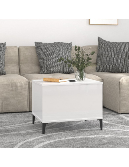 Tavolino Salotto Bianco Lucido 60x44,5x45 cm Legno Multistrato