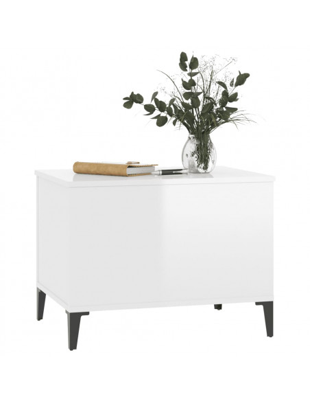 Tavolino Salotto Bianco Lucido 60x44,5x45 cm Legno Multistrato
