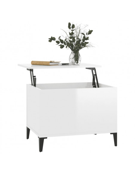 Tavolino Salotto Bianco Lucido 60x44,5x45 cm Legno Multistrato