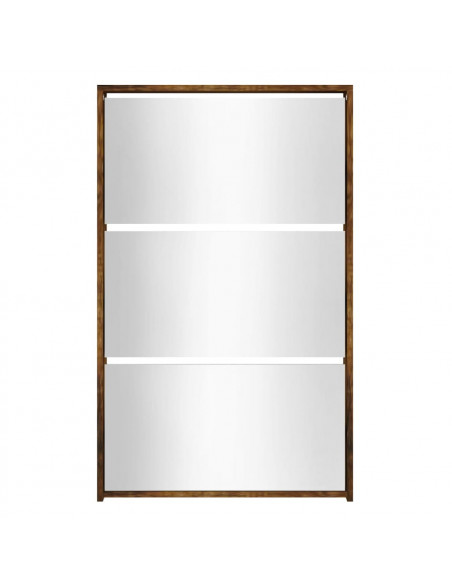 Scarpiera con Specchio a 3 Livelli Rovere fumo 63x17x102,5 cm