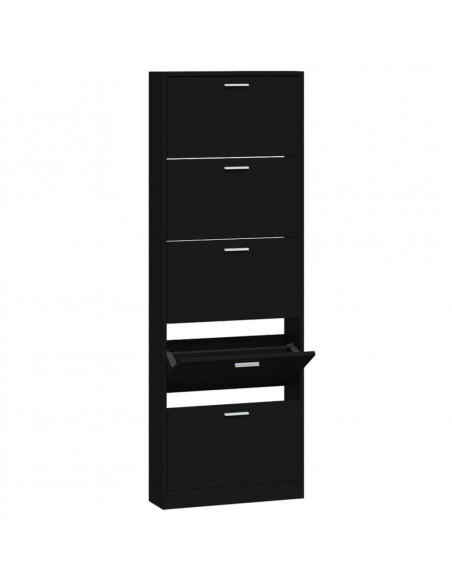 Scarpiera Nera 59x17x169 cm in Legno Multistrato