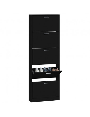 Scarpiera Nera 59x17x169 cm in Legno Multistrato