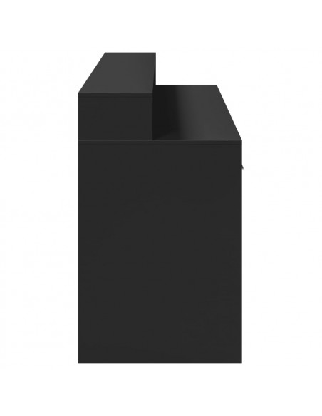 Scrivania con Luci LED Nera 160x55x91 cm in Legno Multistrato