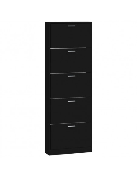 Scarpiera Nera 59x17x169 cm in Legno Multistrato