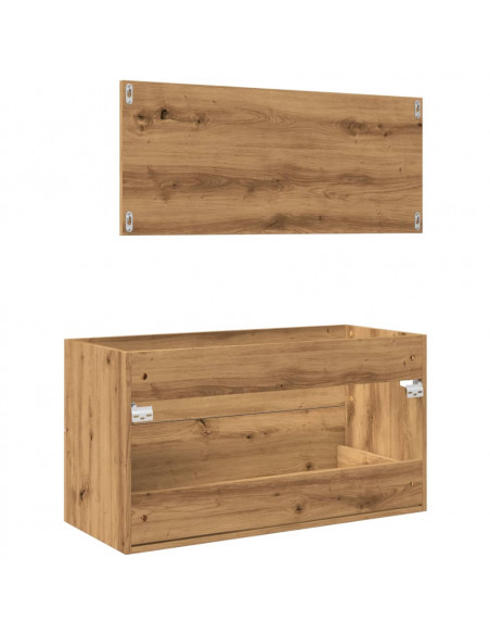Set Mobili da Bagno 2 pz Rovere Artigianale Legno Multistrato