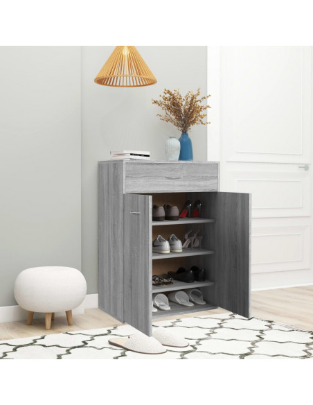 Scarpiera Grigio Sonoma 60x35x84 cm in Legno Multistrato