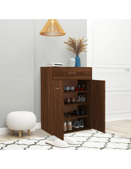 Scarpiera Rovere Marrone 60x35x84 cm in Legno Multistrato