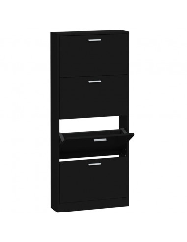 Scarpiera Nera 59x17x150 cm in Legno Multistrato