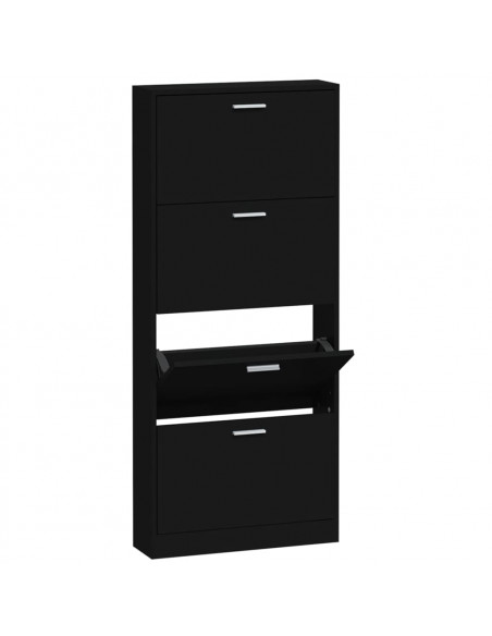 Scarpiera Nera 59x17x150 cm in Legno Multistrato