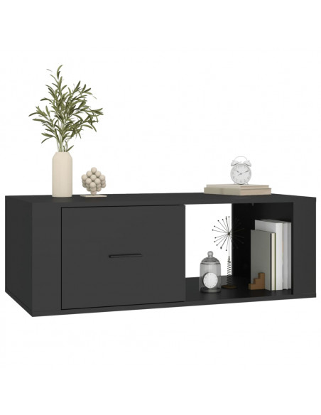 Tavolino da Salotto Nero 100x50,5x35 cm in Legno Multistrato