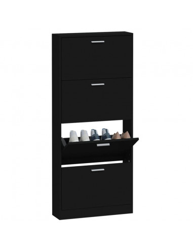 Scarpiera Nera 59x17x150 cm in Legno Multistrato