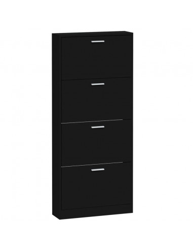 Scarpiera Nera 59x17x150 cm in Legno Multistrato