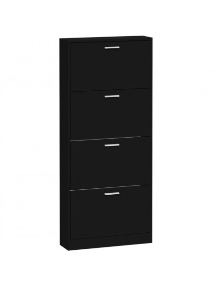 Scarpiera Nera 59x17x150 cm in Legno Multistrato