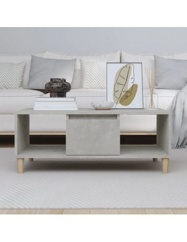 Tavolino Salotto Grigio Cemento 90x50x36,5 cm Legno Multistrato