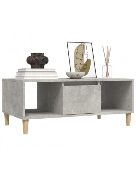 Tavolino Salotto Grigio Cemento 90x50x36,5 cm Legno Multistrato