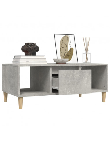 Tavolino Salotto Grigio Cemento 90x50x36,5 cm Legno Multistrato