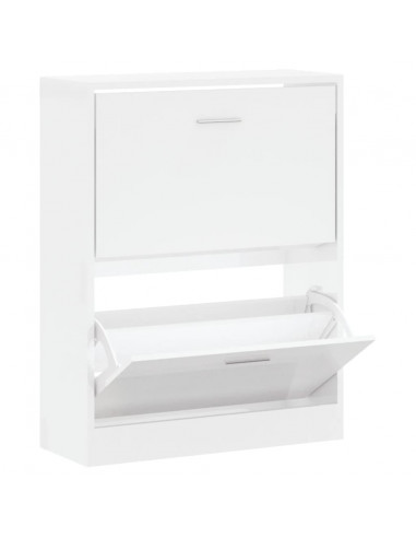Scarpiera Bianco Lucido 63x24x81 cm in Legno Multistrato