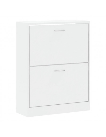 Scarpiera Bianco Lucido 63x24x81 cm in Legno Multistrato