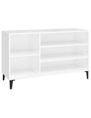 Scarpiera Bianco Lucido 102x36x60 cm in Legno Multistrato