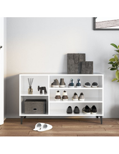 Scarpiera Bianco Lucido 102x36x60 cm in Legno Multistrato