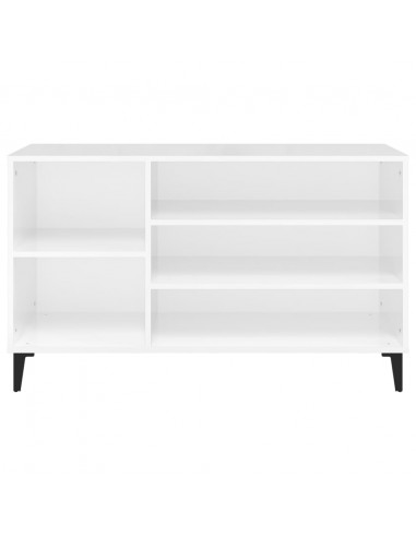 Scarpiera Bianco Lucido 102x36x60 cm in Legno Multistrato