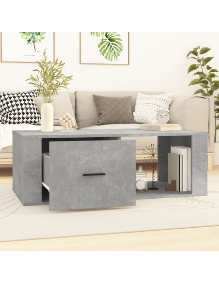 Tavolino Salotto Grigio Cemento 100x50,5x35cm Legno Multistrato