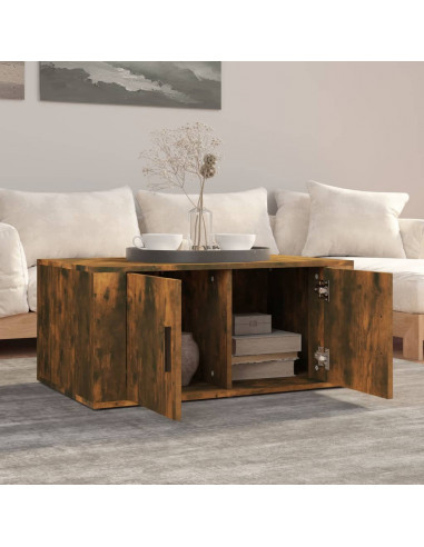 Tavolino da Salotto Rovere Fumo 80x50x36 cm Legno Multistrato