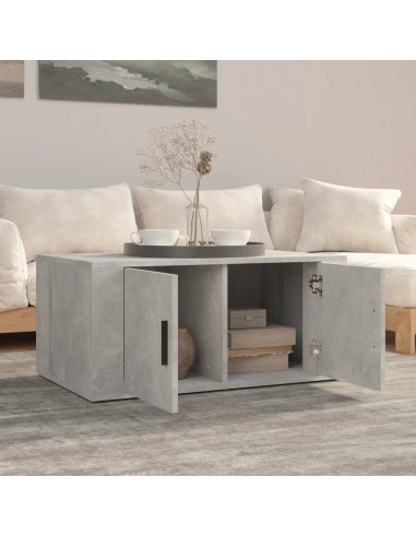 Tavolino Salotto Grigio Cemento 80x50x36 cm Legno Multistrato
