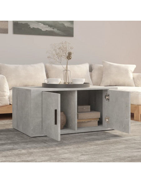 Tavolino Salotto Grigio Cemento 80x50x36 cm Legno Multistrato